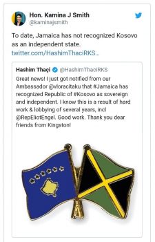 A e bllokoi njohjen nga Xhamajka publikimi i Thaçit në Twitter?